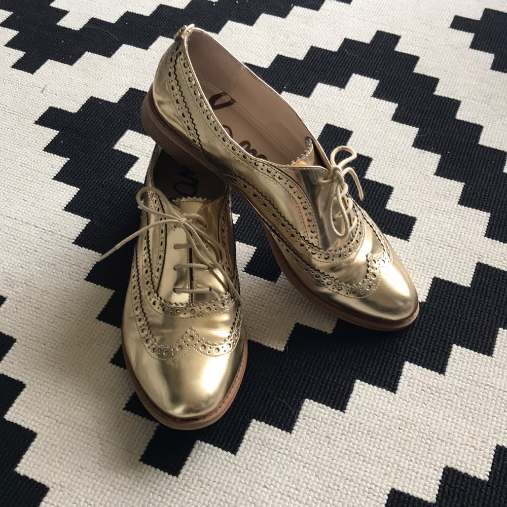 Sam Edelman Jerome Oxford Gold Brogues Sz 10